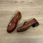 Damen Mokassins mit dekorativen Schnallen und elegantem Glanz R&B