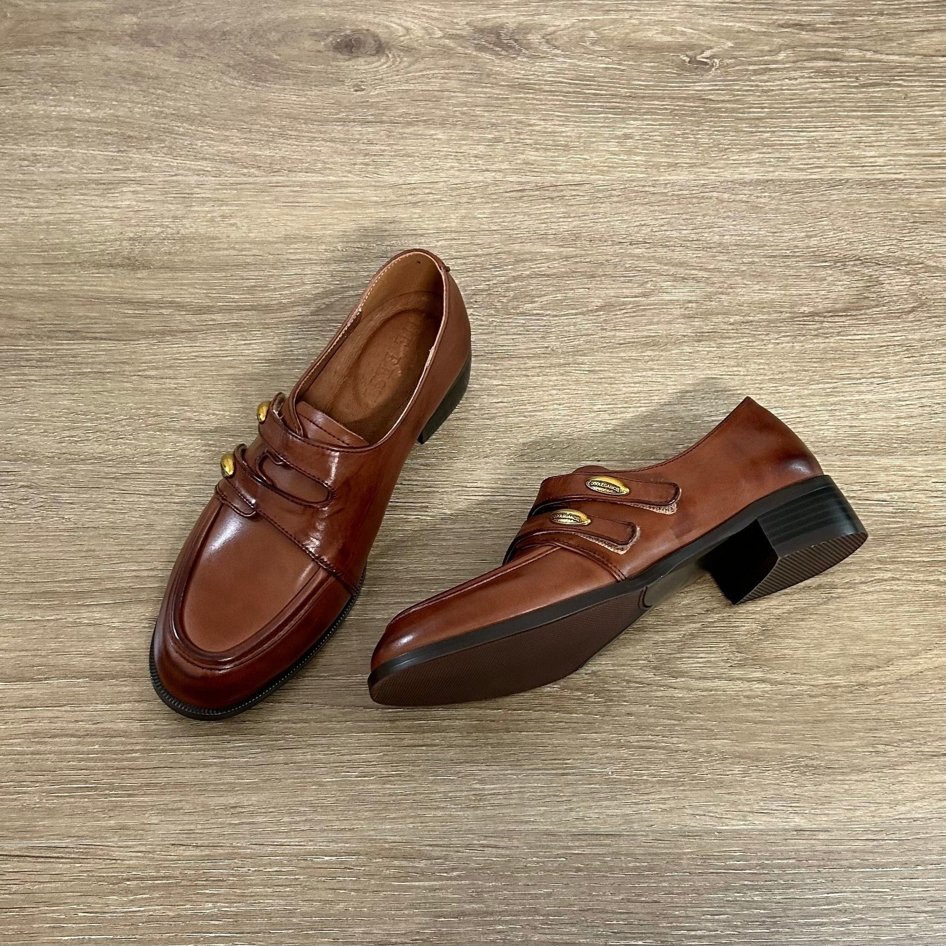 Damen Mokassins mit dekorativen Schnallen und elegantem Glanz R&B