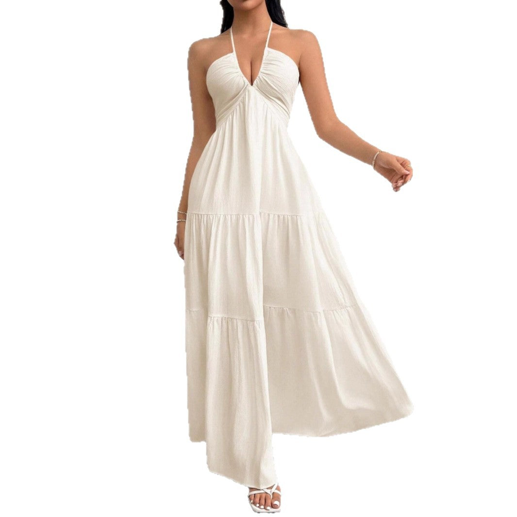 Damen Maxikleid mit schulterfreiem Design und Faltenwurf R&B