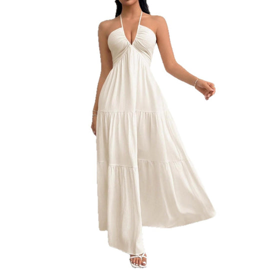 Damen Maxikleid mit schulterfreiem Design und Faltenwurf R&B