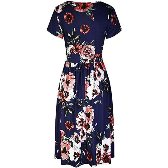 Damen Wickelkleid mit floralen Prints und schlanker Taille R&B