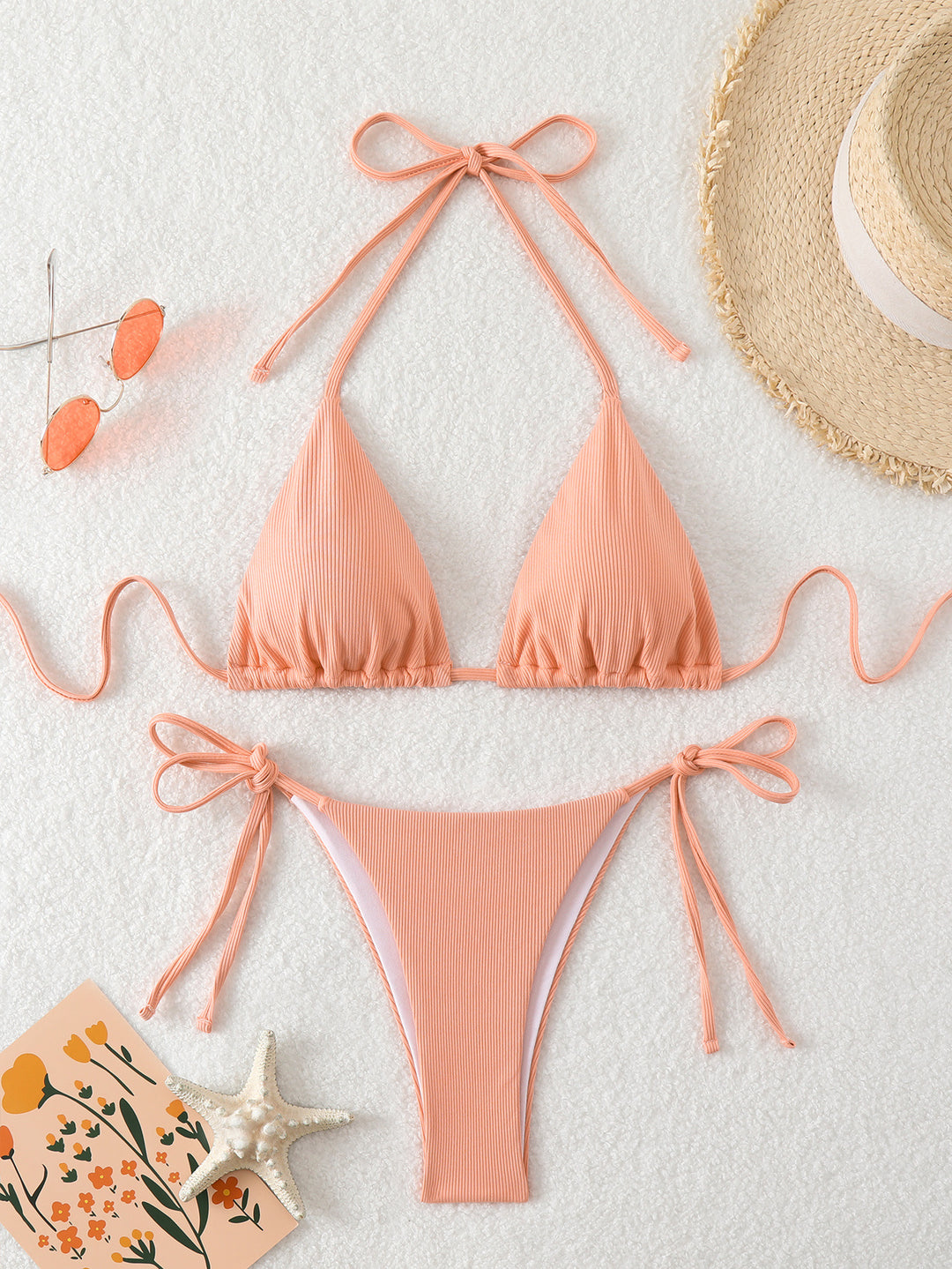 Damen Triangel-Bikini mit verstellbaren Riemen und raffinierten Details R&B