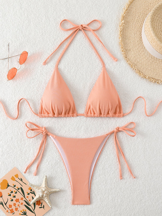 Damen Triangel-Bikini mit verstellbaren Riemen und raffinierten Details R&B