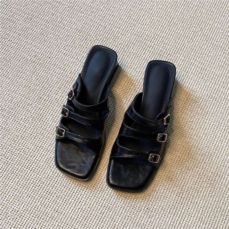 Damen modische Slingback Sandalen mit dekorativen Riemen und eleganten Schnallen R&B