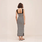 Damen Maxikleid mit gestreiftem Design R&B