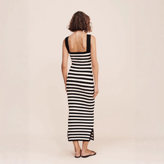 Damen Maxikleid mit gestreiftem Design R&B