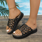 Damen Bequeme Riemchen-Sandalen mit dekorativem Netzmuster und rutschfester Sohle EB