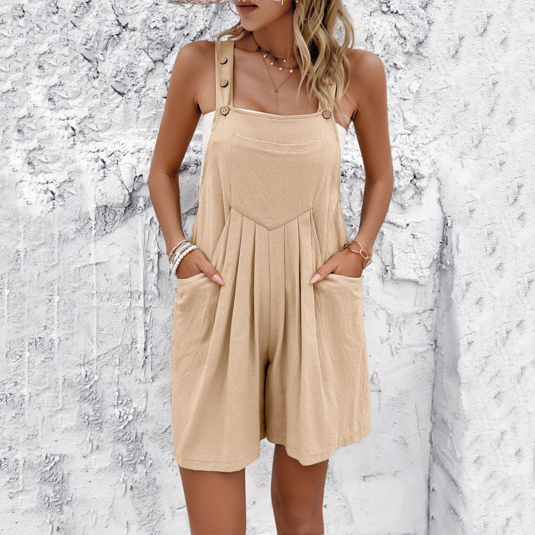 Damen Lässiger Jumpsuit mit Knopfdetails und praktischen Taschen R&B