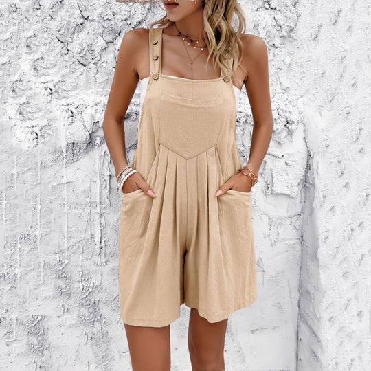 Damen Lässiger Jumpsuit mit Knopfdetails und praktischen Taschen R&B
