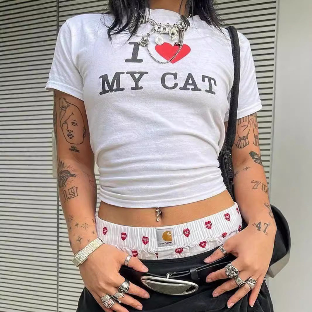 Damen Crop-T-Shirt mit kreativem Bärenmotiv und witzigem Spruch R&B