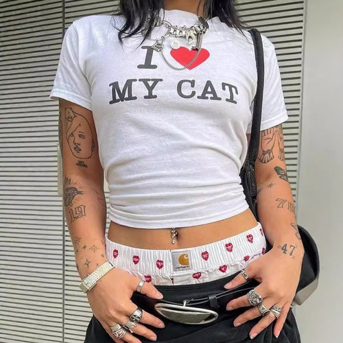 Damen Crop-T-Shirt mit kreativem Bärenmotiv und witzigem Spruch R&B