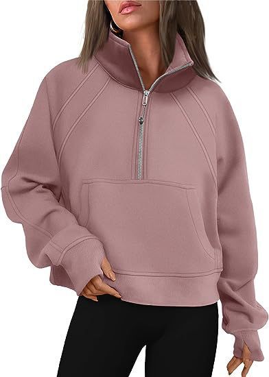 Damen Sportlicher Pullover mit hohem Kragen und Reißverschluss R&B