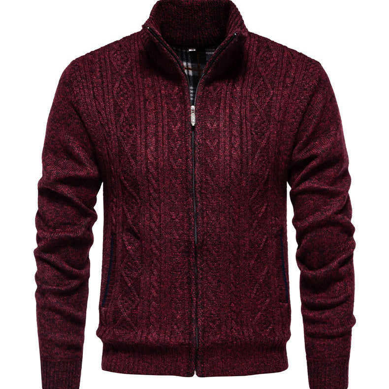 Herren Strickjacke mit hohem Kragen und Reißverschluss R&B