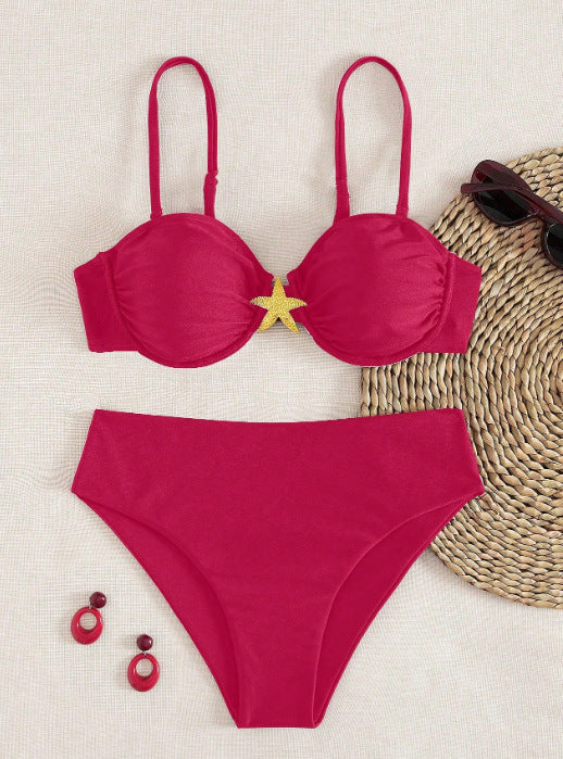 Damen Balconette-Bikini mit dekorativen Sternen R&B