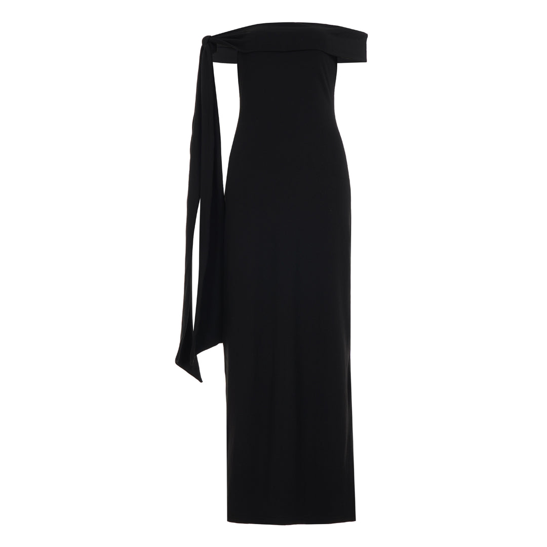 Damen Off-Shoulder Maxikleid mit eleganter Schleifenverzierung R&B
