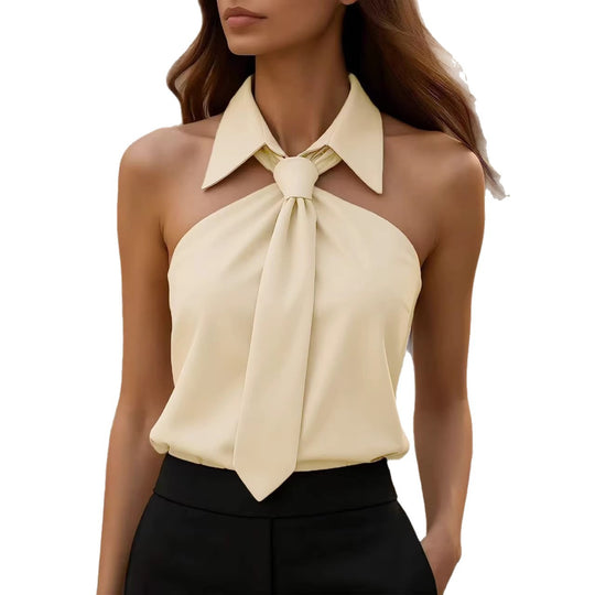 Damen Bluse mit elegante Kragen- und Bindebanddetail R&B
