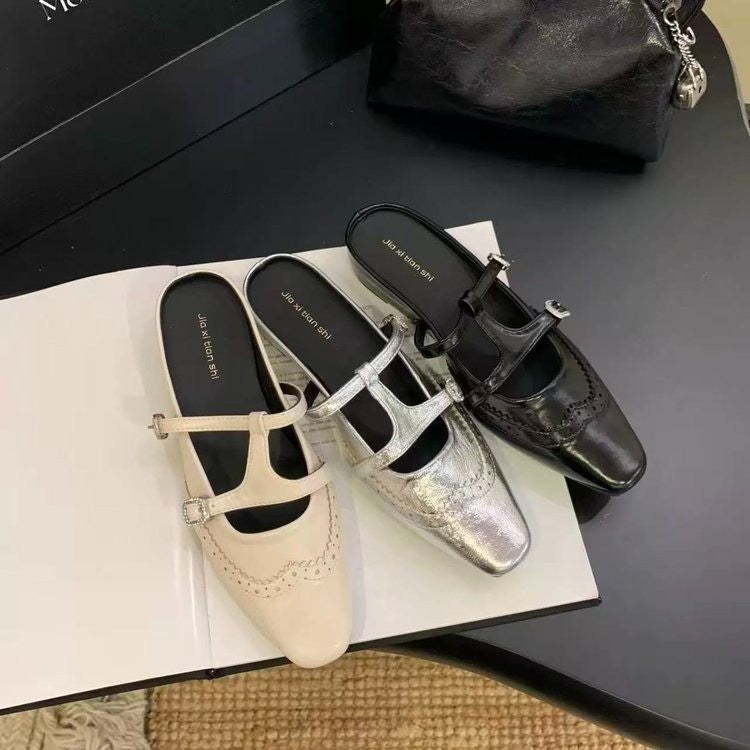Damen Slingback-Pantoletten mit elegantem Riemendesign und funkelndem Glanz EB