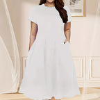 Damen lässiges Maxikleid mit praktischen Seitentaschen und elegantem Schnitt