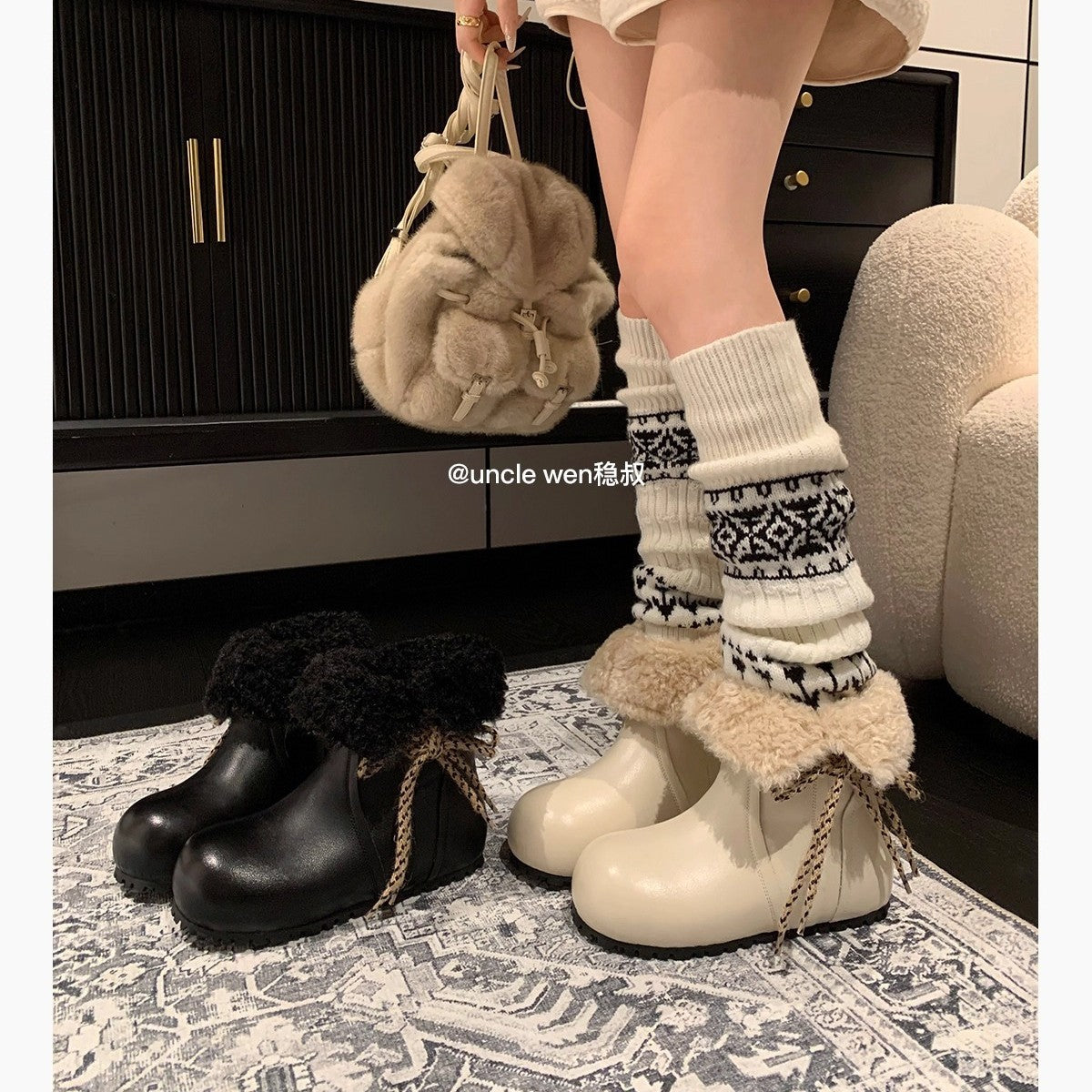 Damen Winterstiefel mit kuscheligem Innenfutter und modischer Schnürung R&B
