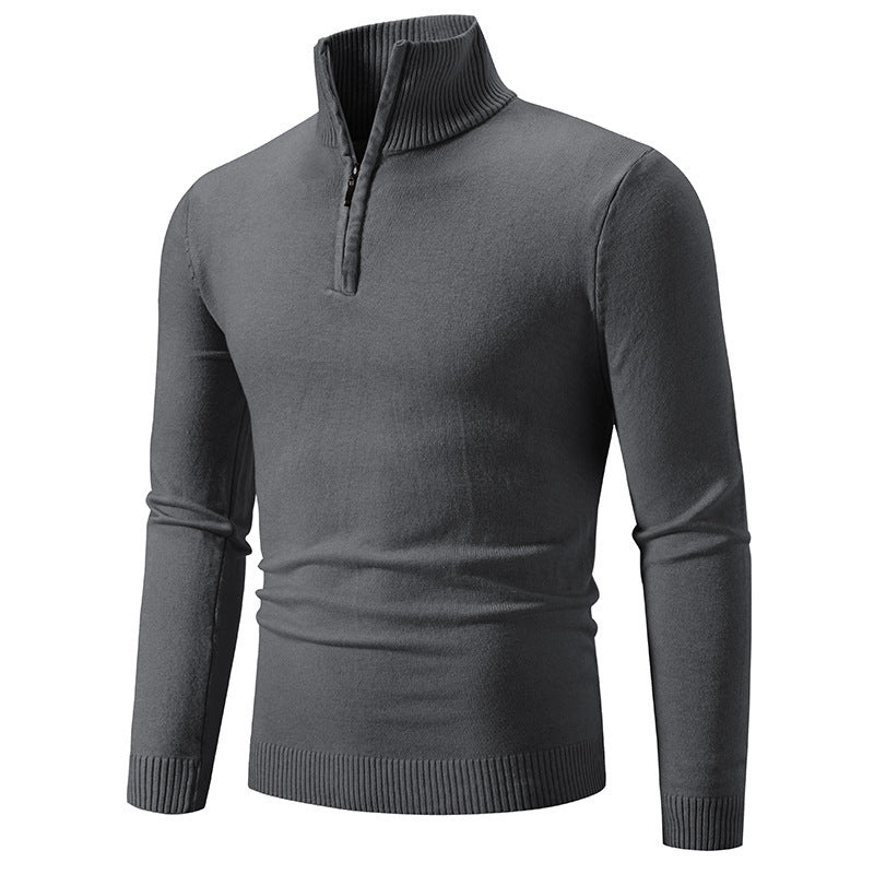 Herren modischer Rollkragenpullover mit Zipper und feiner Strickstruktur R&B