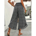 Damen Freizeithose mit weitem Bein und modernem Polka-Dot-Muster R&B