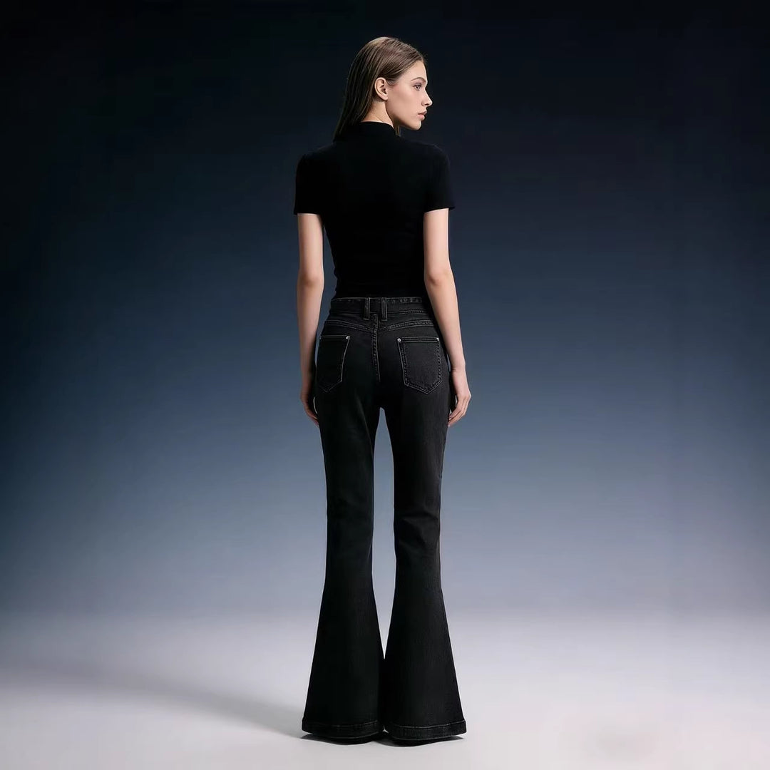 Damen Flared Jeans mit hohem Bund und bequemem Stretchbund