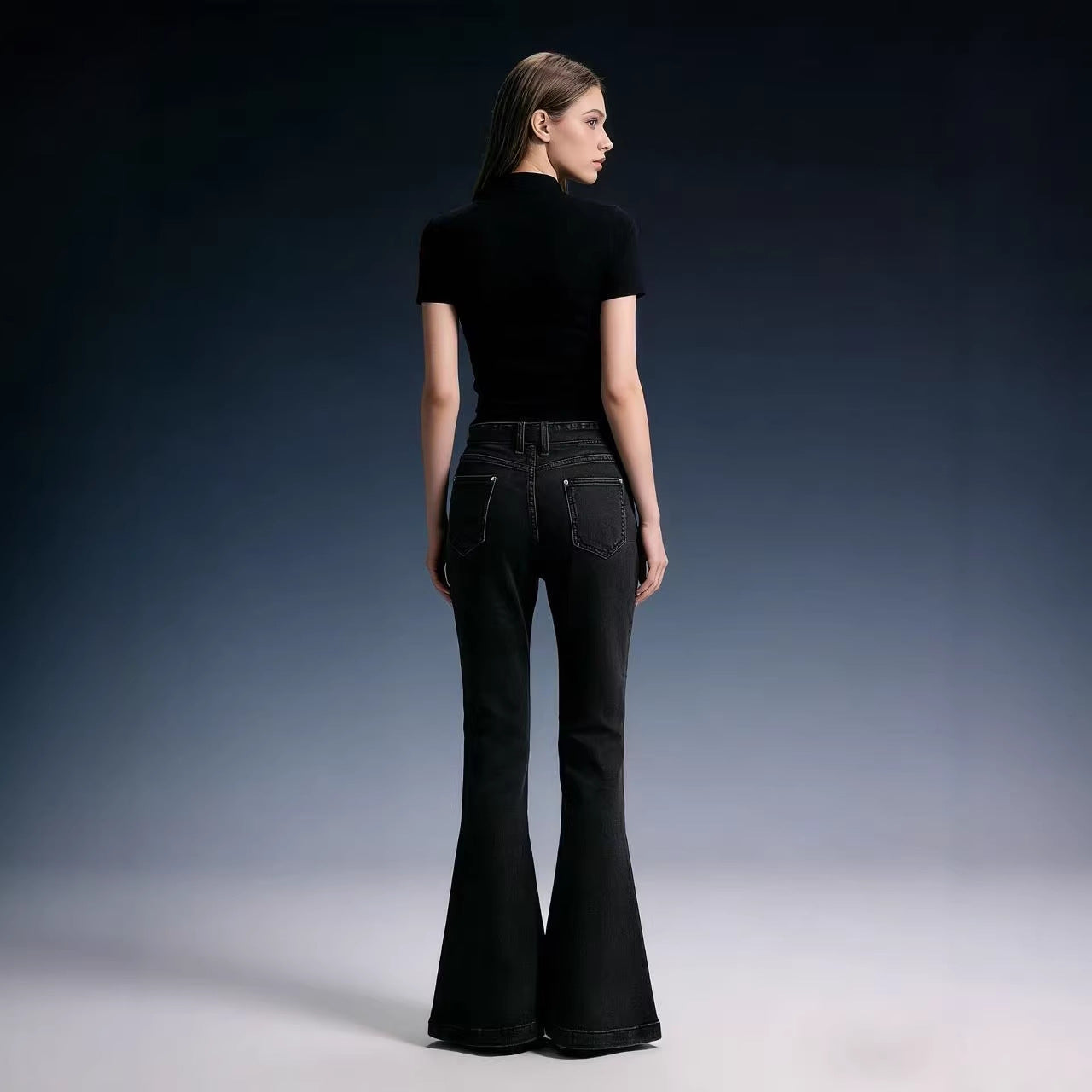 Damen Flared Jeans mit hohem Bund und bequemem Stretchbund