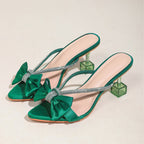 Damen Glamouröse Slingback-Sandalen mit funkelndem Strass und dekorativen Schleifen R&B