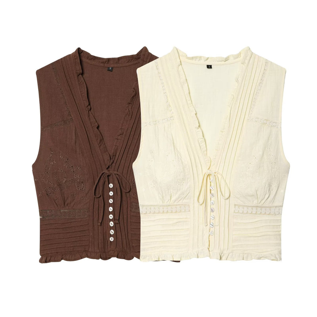 Damen Blusenshirt mit feiner Drapierung und dekorativen Knopfdetails R&B