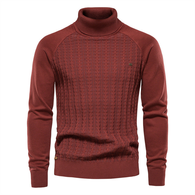 Herren Strickpullover mit modischem Stehkragen und strukturiertem Design R&B