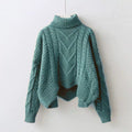 Damen Großer Pullover mit Hohem Kragen und Strickmuster