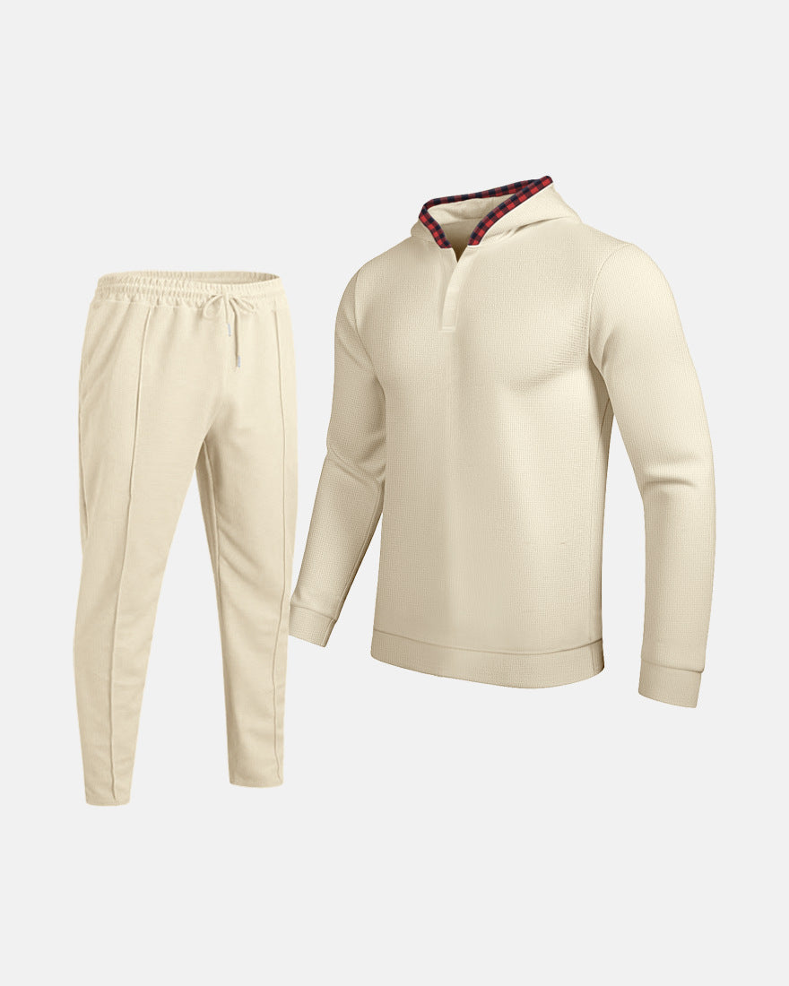 Herren Sportlicher Hoodie mit Karodetails und passtgenauen Jogginghose R&B