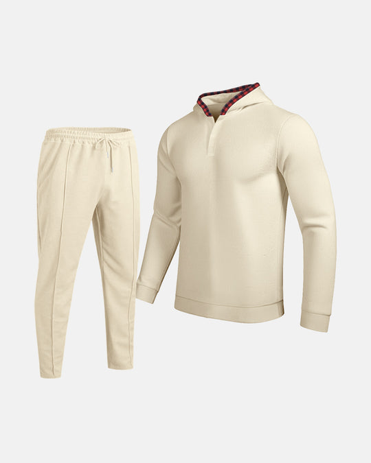 Herren Sportlicher Hoodie mit Karodetails und passtgenauen Jogginghose R&B