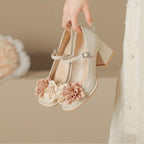 Damen elegante Abend-Schuhe mit blumiger Applikation R&B
