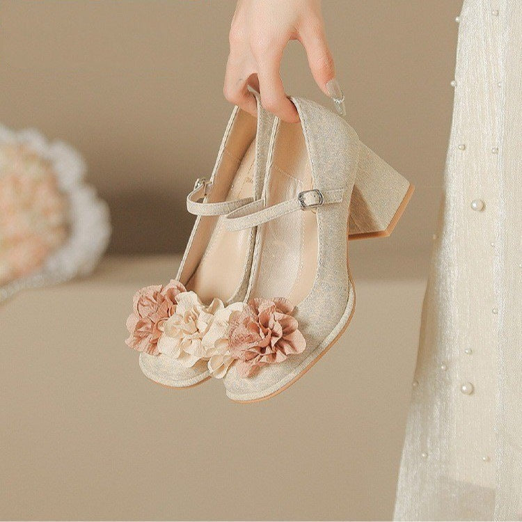 Damen elegante Abend-Schuhe mit blumiger Applikation R&B