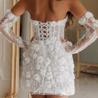 Damen Elegantes Hochzeitskleid mit floralen Details und transparenten Einsätzen R&B