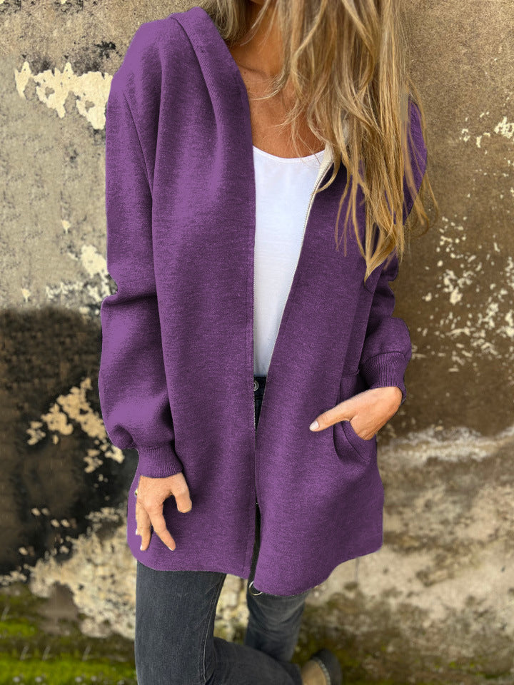 R&B | Hoodie Relaxed Fit Reißverschluss Mittellang mit Taschen