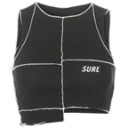 Damen Crop-Top mit kreativem Schnitt und kontrastierenden Nähten R&B