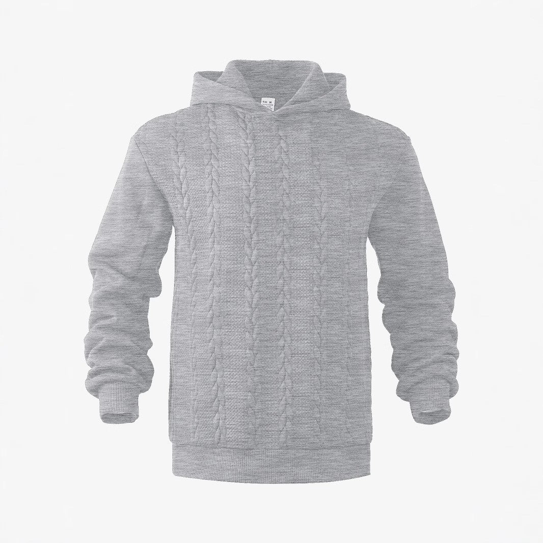Herren nan Kapuzenpullover im Stricklook mit Zopfmuster und geripptem Saum R&B
