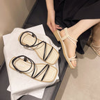 Damen Riemensandalen mit elegantem Raffung und komfortablem Fußbett R&B