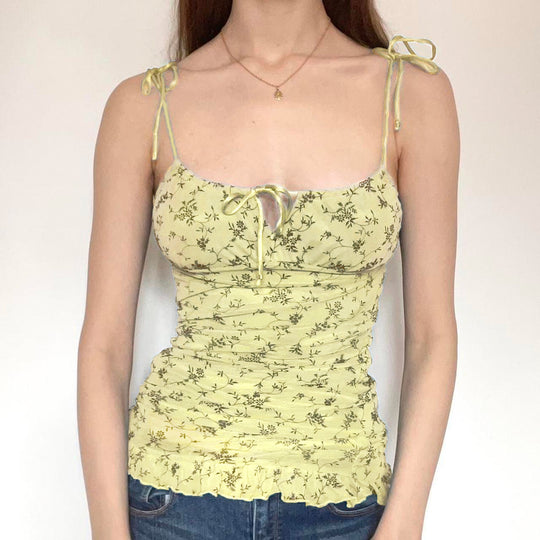 Damen ärmelloses Top mit variablen Trägern und floralem Design R&B