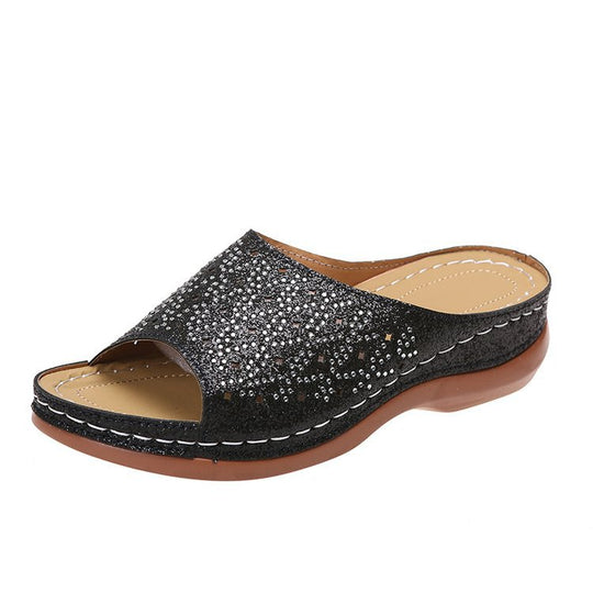 Damen Komfortable Mulesandaletten mit floralem Lochmuster und rutschfester Sohle R&B