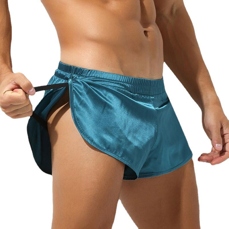 Herren nan kurze Satin-Schlafshorts mit elastischem Bund und seitlichem Schlitz R&B