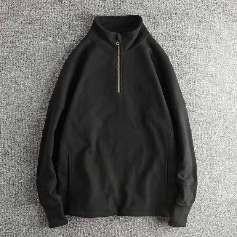 Herren Fleecejacke mit halbem Reißverschluss und seitlichen Eingrifftaschen R&B