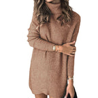 Damen Strickkleid mit hohem Kragen und strukturiertem Design R&B