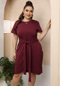 Damen stylisches Wickelkleid mit Taillengürtel R&B