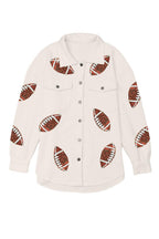 Damen Sportliche Overshirt-Jacke mit strukturierten Football-Applikationen R&B