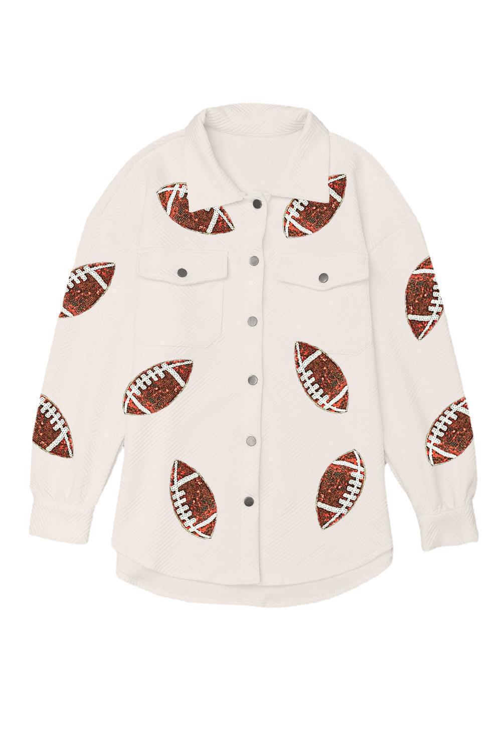 Damen Sportliche Overshirt-Jacke mit strukturierten Football-Applikationen R&B