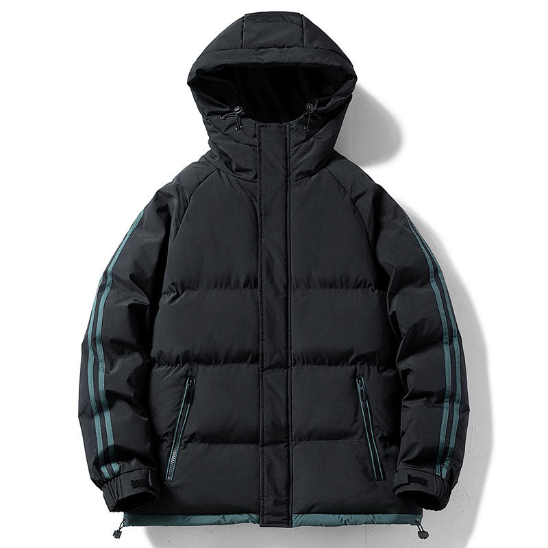 Herren nan gesteppte Kapuzen-Winterjacke mit Thermofutter, seitlichen Kontraststreifen und winddichter Außenhülle R&B