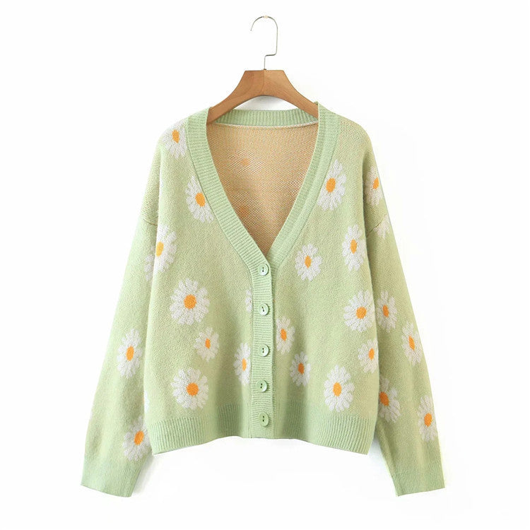 Damen lässige Strickjacke mit floralem Design R&B